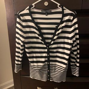 WHBM white and black stripped cardigan, sz M